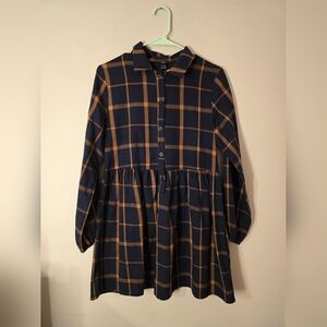 SHEIN Navy and Tan Plaid Dress